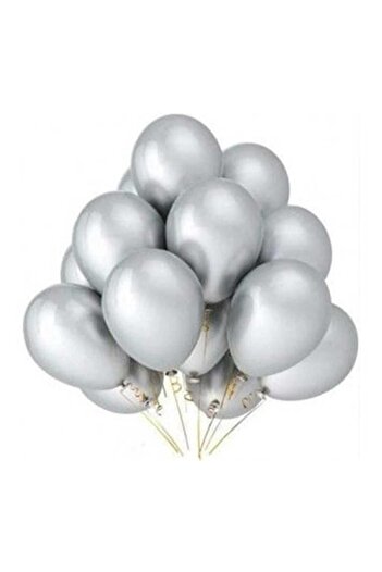 BalonEvi Metalik Silver (GÜMÜŞ) Balon 10 Adet