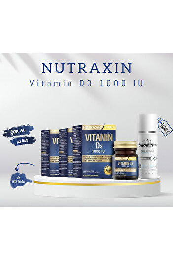 Nutraxin Vitamin D3 1000 Iu - 120 Tablets 3 Pieces + Facial Cleanser Gel 100ml