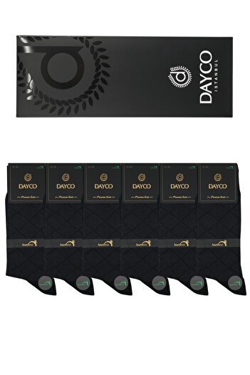 DAYCO Premium άνευ ραφής καλοκαιρινές ανδρικές κάλτσες μπαμπού σετ 6 κουτιών Jacquard Black - 10201 - 41-44