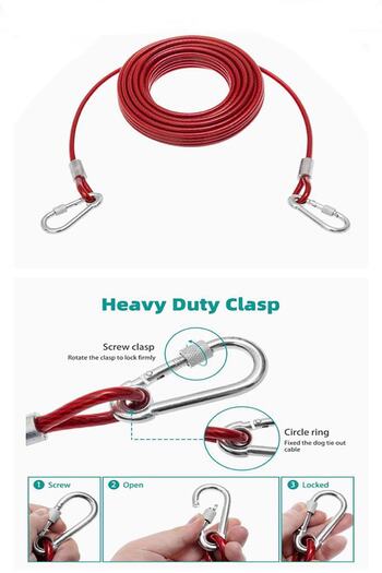 LİDERSAN ÇELİK 6 Mm 8 Meters + 2 Screw Carabiner Dog Garden Harness