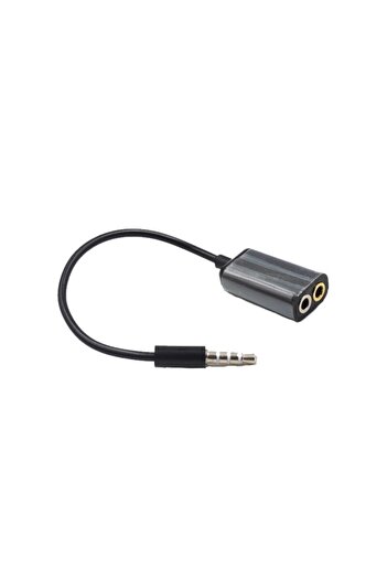 Streak Aux 3.5mm Jack Ses Adaptör Mikrofon Kulaklık Çevirici Kablo - Siyah