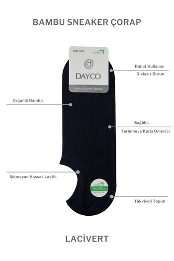 DAYCO Bamboo Men's Seamless Sneakers Invisible Sports Navy Blue Socks