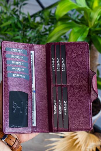 Garbalia Women's Burgundy Martha Genuine Leather Portfolio Wallet