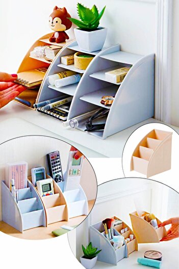 Bayev 3 Pieces Desk Top Organizer Lv202 3 Compartment Organizer Pen Holder Cosmetic Box