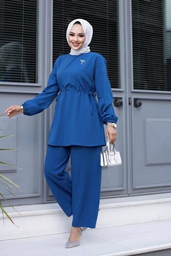MİSSKAYLE Σετ Hijab Indigo - Λεπτομέρεια Bronch