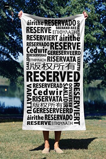 Sozakko Πετσέτα θαλάσσης μπάνιου Reserd White Typography Cotton Sea