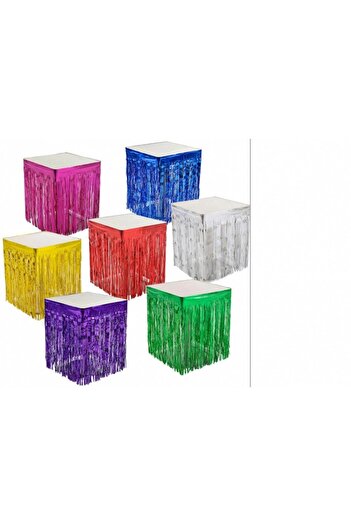 Özel1Gün -Blue Color Metalized Table Skirt