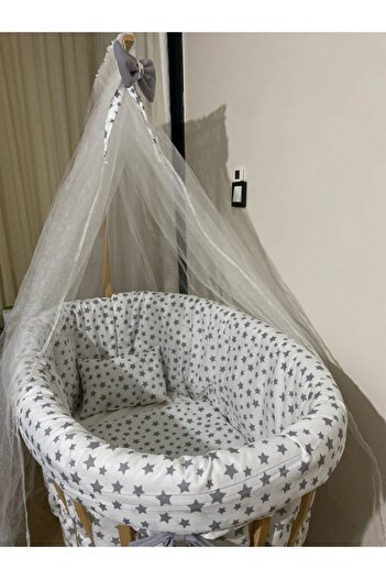 Bebek gray starry basket crib only side protection