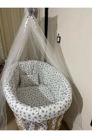 Bebek gray starry basket crib only side protection