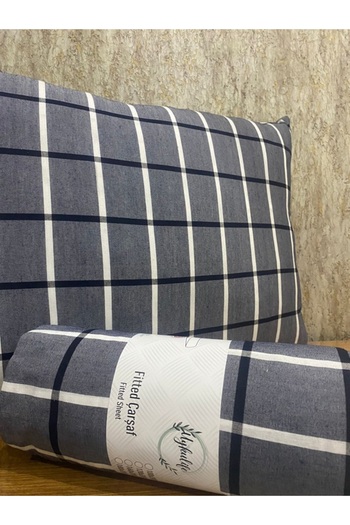 uykulife home collection Uykulife Double Smoked and White Striped Elastic Sheet Set