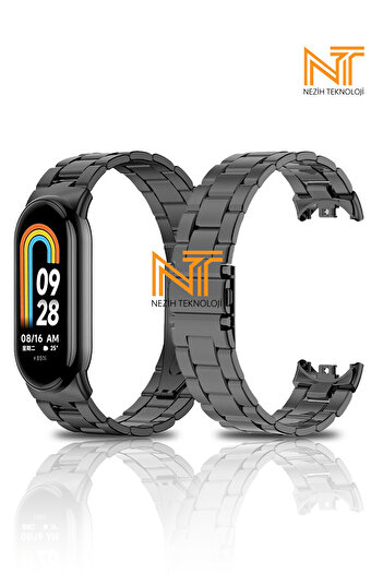 Nezih Case Xiaomi Mi Band 8/ Mi Band 9 Compatible Metal Link Adjustable Clip Steel Cord