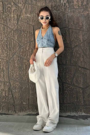 Livik Γυναικείο υφασμάτινο παντελόνι Daphne Lycra Palazzo Model