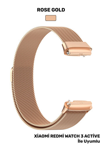 CONOCER Xiaomi Redmi Watch 3 Active Compatible Metal Mesh Braid Magnet Adjustable Stainless Band Strap
