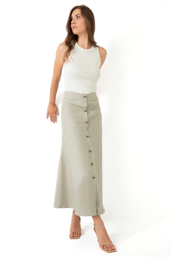 ZINN WEAR Linen Skirt - Buttoned Design