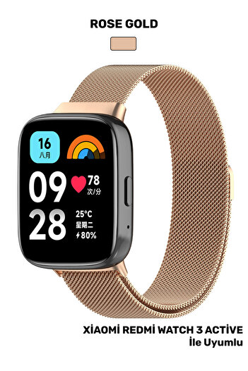 CONOCER Xiaomi Redmi Watch 3 Active Compatible Metal Mesh Braid Magnet Adjustable Stainless Band Strap