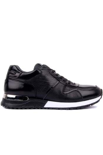 iskarpino Men's Sneakers - Black and White, Genuine Leather, Lace-up