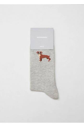 MANGO Man Animal Pattern Embroidered Cotton Socks