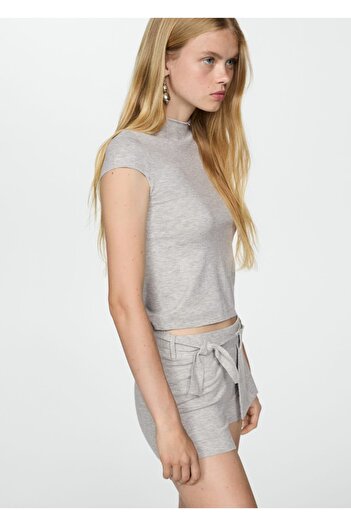 MANGO Woman Tie Detailed Knitwear Shorts