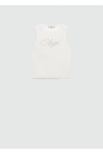 MANGO Woman Βαμβακερή μπλούζα Strass Stone