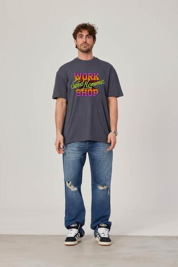 NOMARC Чоловічий робочий одяг з кольоровим принтом, антрацитовий T-shirt