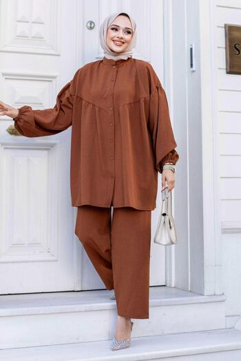 MİSSKAYLE Σετ με μανίκια Hijab Brown Balloon