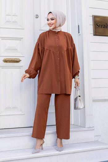 MİSSKAYLE Σετ με μανίκια Hijab Brown Balloon