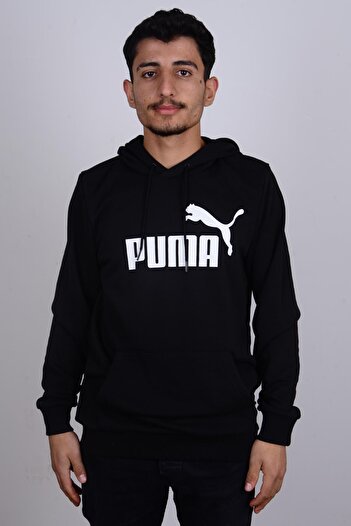 Puma 586688 -01 Ανδρικός ιδρώτας με μαύρη στάμπα με κουκούλα