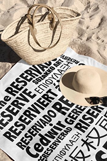 Sozakko Πετσέτα θαλάσσης μπάνιου Reserd White Typography Cotton Sea