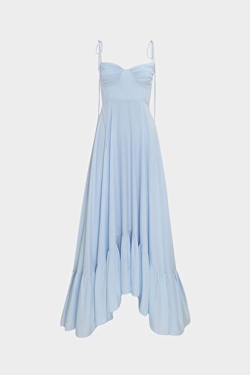 Açelya Okcu Strappy Voile Maxi Women's Dress - Premium Ruffle Detail