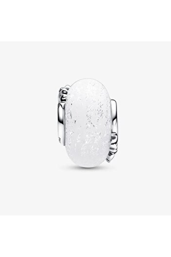 POSEİDONS JEWELLERY Sparkling White Murano Glass Candle Written S925 Sterling Silver