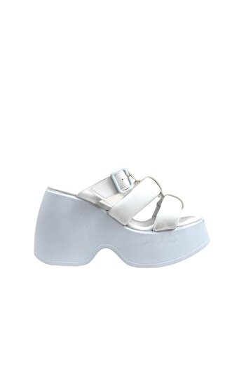 bescobel White Wedge Sole Women's Sandals - Opla 10 Cm