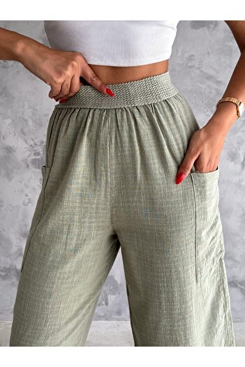 Ladyone Women's Cotton Trousers - Flared, Pocketed and Lined