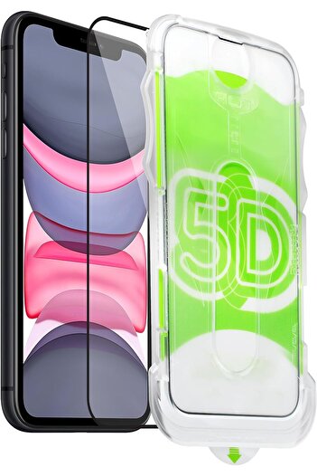 Fibaks Apple iPhone 11 Pro/X/Xs Compatible Black Framed Full Cover Glass Screen Protector with App App Apparatus