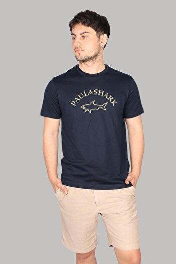 PAUL&SHARK Синя футболка з круглим вирізом Regular Fit для чоловіків - з логотипом 24411032-013