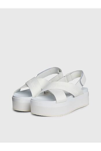 Calvin Klein White Sandals - Thick Heel, Velcro, Summer Logo, YW0YW01362-YBR