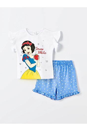 LC Waikiki LCW Baby - Crew Neck Cotton Princess Printed Shorts Pajamas Set for Baby Girl