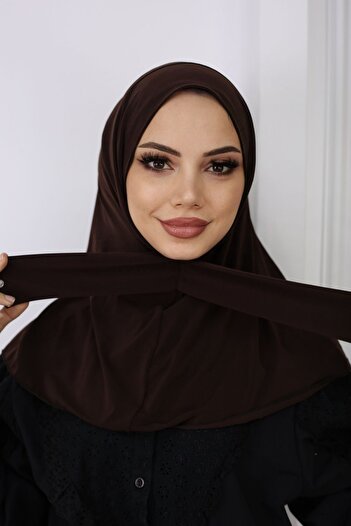 feronis Γυναικείο Hijab Bonnet έτοιμο σάλι τουρμπάνι με κουμπωτό _Bitter Brown