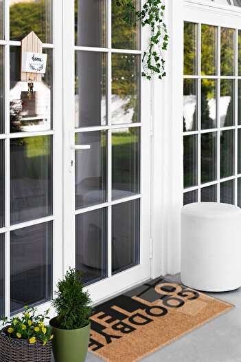 Decorita Hello Goodbye Straw Patterned Anti-Slip Glass Mat - 50cm x 90cm