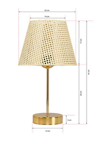 EvLight Gold Lampshade Table Lamp - Yesna Hazeran Metal Leg