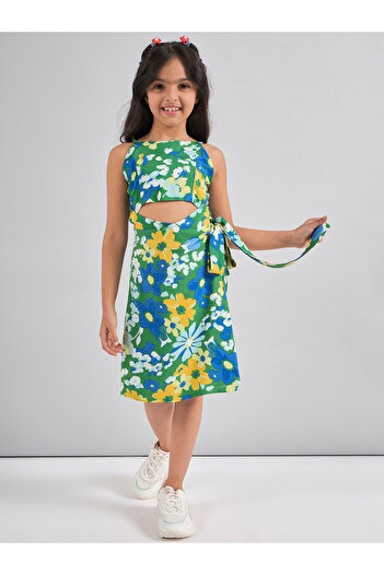 Stylo Bug By Styli Flower Print Cut-Out Detail Dress