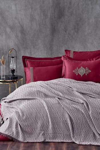Ecocotton Maya Claret Red Double Jacquard Organic Pike