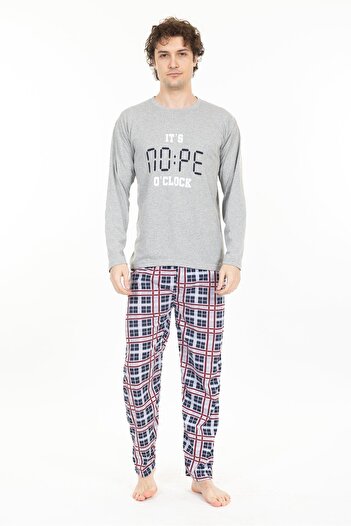 TAMPAP Men's Printed Pajama Set Long Sleeve Tampap Nope