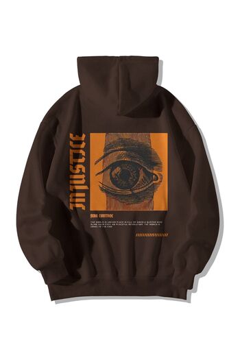 Stadium Καφέ Unisex Oversize Hooded Kangaroo Pocket Fear Control Φούτερ με κουκούλα