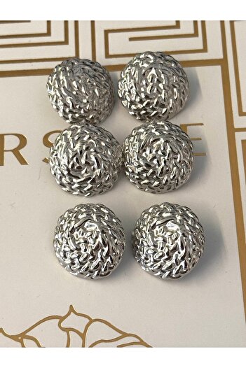 ODDA TASARIM ATÖLYESİ Knitted crossing detailed metal silver coat-blazer jacket button set