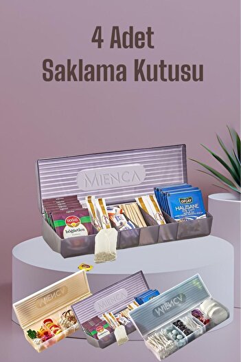 Bayev 4 Pieces Ring - 6 Compartments Herbal Tea Box, Tea Coffee Material Storage Box