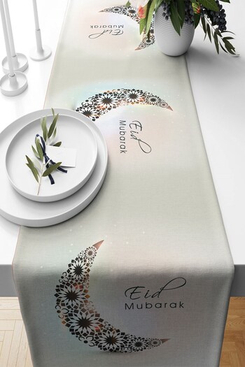 on the clouds Beige Ranir Models - Eid Mubarek Stain Resistant Fabric, Living Room Kitchen Table Runner