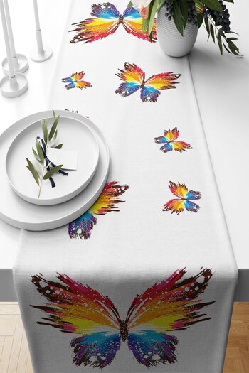 on the clouds Colorful Butterfly Patterned Non-Slip Fabric - Living Room and Kitchen Table Runner