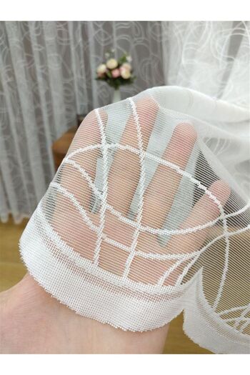 elision home Sports Pattern French Lace Tulle Curtain, 400x260, Normal Pleat, 1/2.5