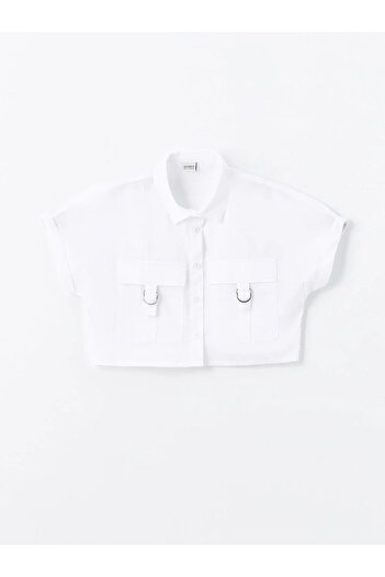 LC Waikiki Girls' Crop Shirt - LCW Kids Basic, Short Sleeve