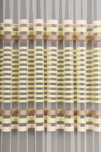 elision home Transverse Striped Banded Sports Tulle Curtain, 100x270, Sparse Pleat, 1/2